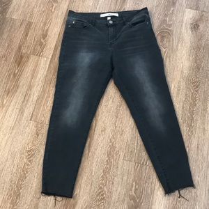 Ashley Mason charcoal jeans with raw edges